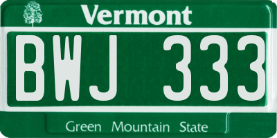 VT license plate BWJ333