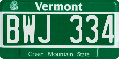 VT license plate BWJ334