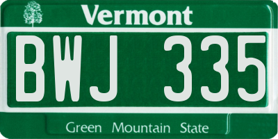 VT license plate BWJ335