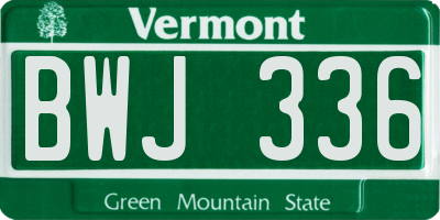VT license plate BWJ336