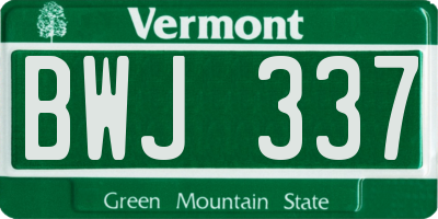 VT license plate BWJ337
