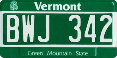 VT license plate BWJ342