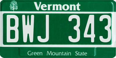 VT license plate BWJ343