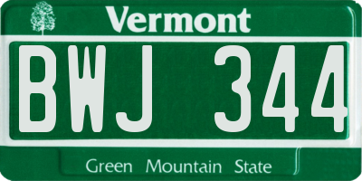 VT license plate BWJ344