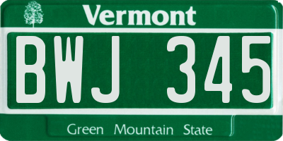 VT license plate BWJ345