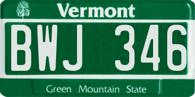 VT license plate BWJ346