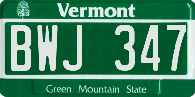 VT license plate BWJ347