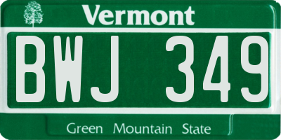 VT license plate BWJ349