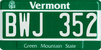 VT license plate BWJ352