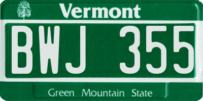 VT license plate BWJ355