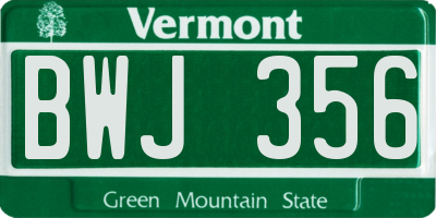 VT license plate BWJ356