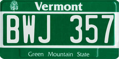 VT license plate BWJ357