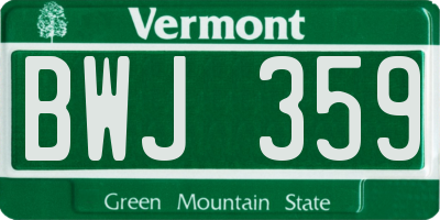 VT license plate BWJ359