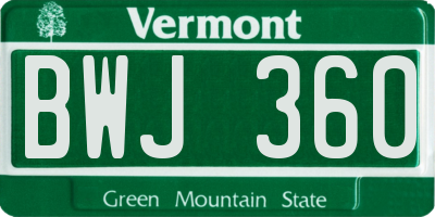 VT license plate BWJ360