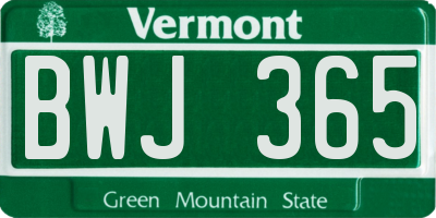 VT license plate BWJ365