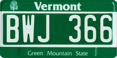 VT license plate BWJ366