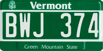 VT license plate BWJ374
