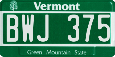 VT license plate BWJ375