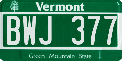 VT license plate BWJ377