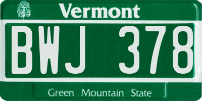 VT license plate BWJ378