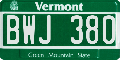 VT license plate BWJ380