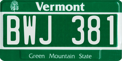 VT license plate BWJ381