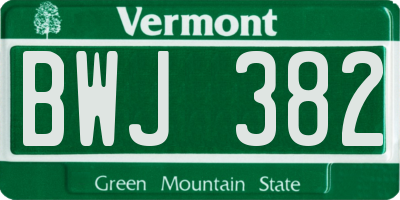 VT license plate BWJ382