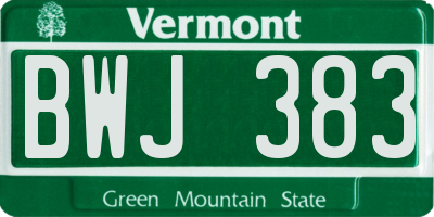 VT license plate BWJ383