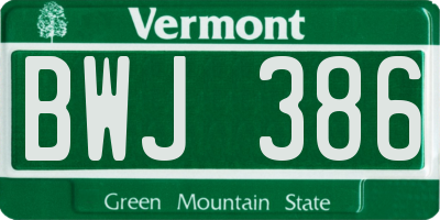 VT license plate BWJ386
