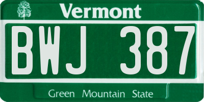 VT license plate BWJ387
