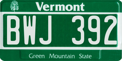 VT license plate BWJ392
