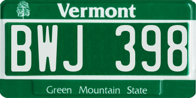 VT license plate BWJ398