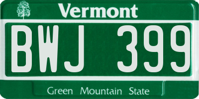 VT license plate BWJ399
