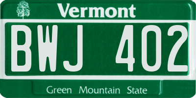 VT license plate BWJ402