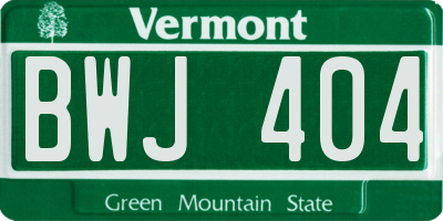 VT license plate BWJ404