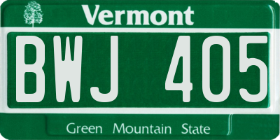 VT license plate BWJ405
