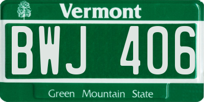 VT license plate BWJ406