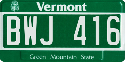 VT license plate BWJ416