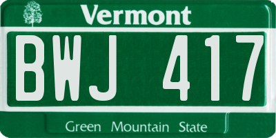 VT license plate BWJ417