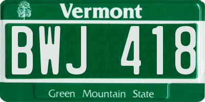 VT license plate BWJ418