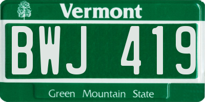 VT license plate BWJ419
