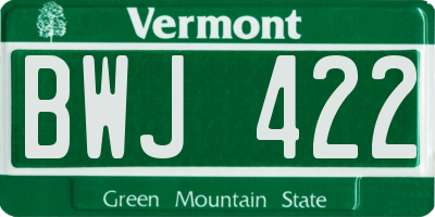 VT license plate BWJ422