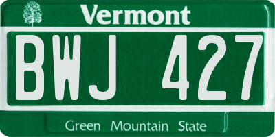 VT license plate BWJ427