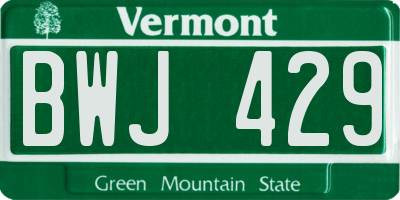 VT license plate BWJ429