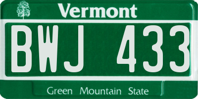 VT license plate BWJ433