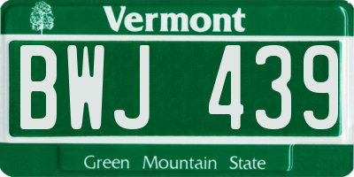 VT license plate BWJ439