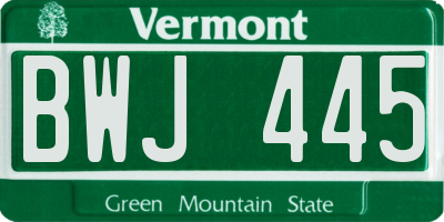 VT license plate BWJ445