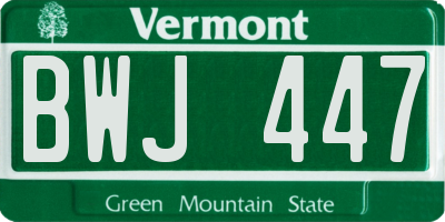 VT license plate BWJ447