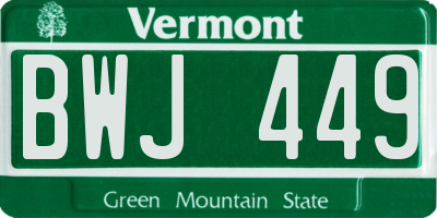 VT license plate BWJ449