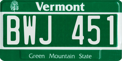 VT license plate BWJ451